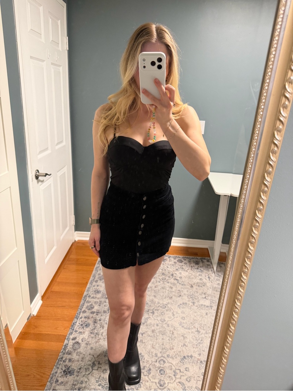 Wilfred Black Button-Front Mini Skirt